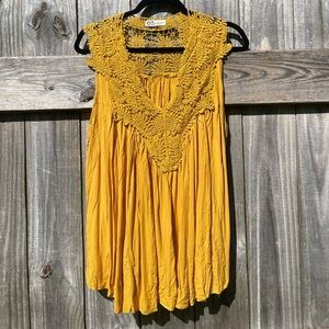 Mustard Lace Detail Blouse Size 1X